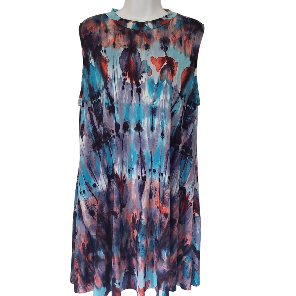 Dazzle Up Dress Women's Sz Medium Large Tie Dye Colorful Soft Sleeveless…